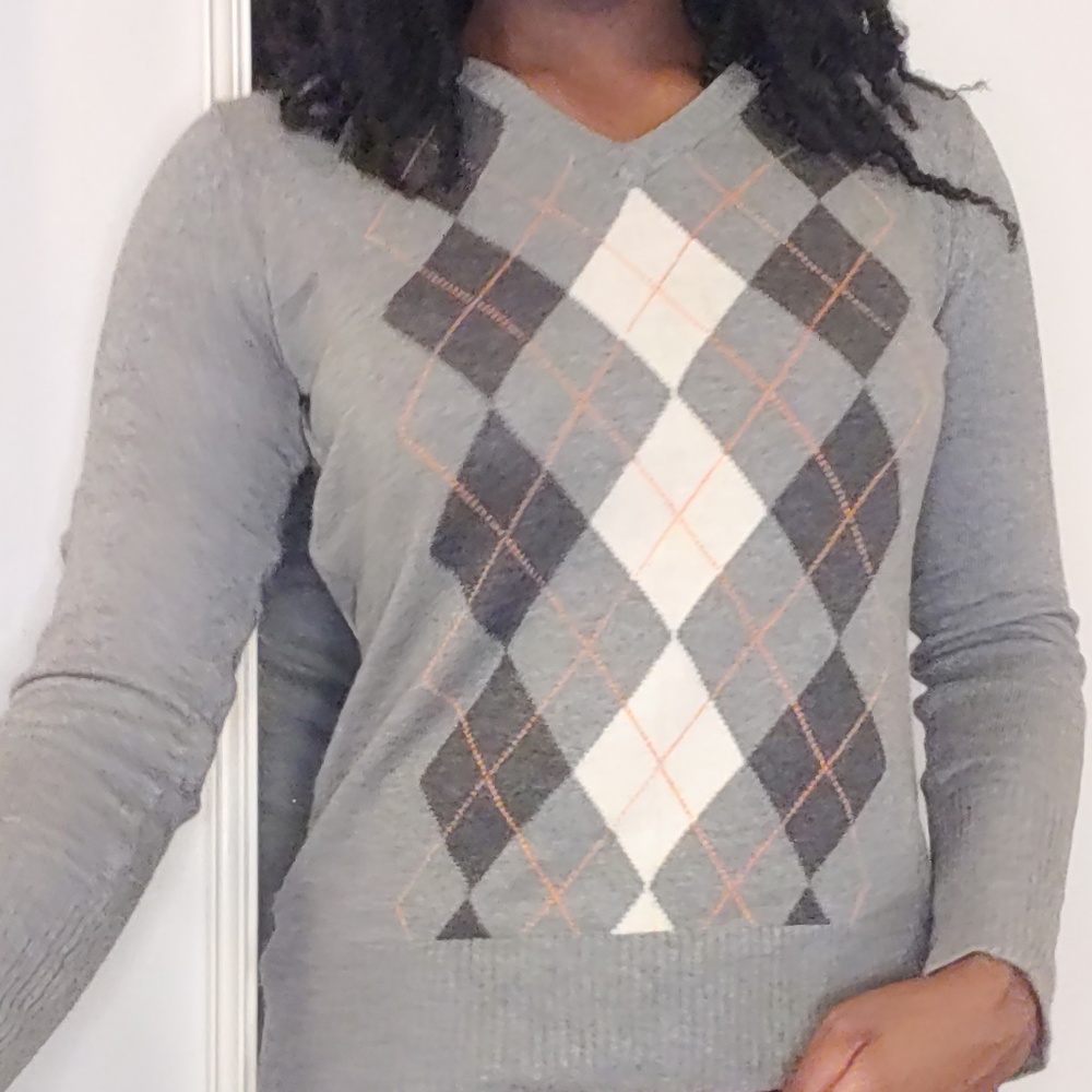Merona Long Sleeve Argyle Pullover Sweater (M)
